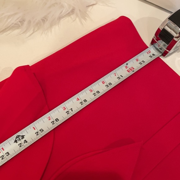 NWT INC red Hollywood runway mini dress tie front drape V day ruched cascade - Picture 5 of 16